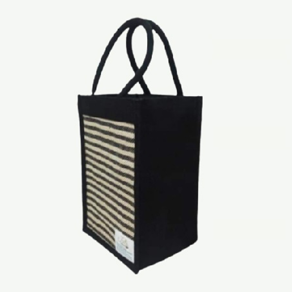 Jute Lunch Bag - Off White and Black