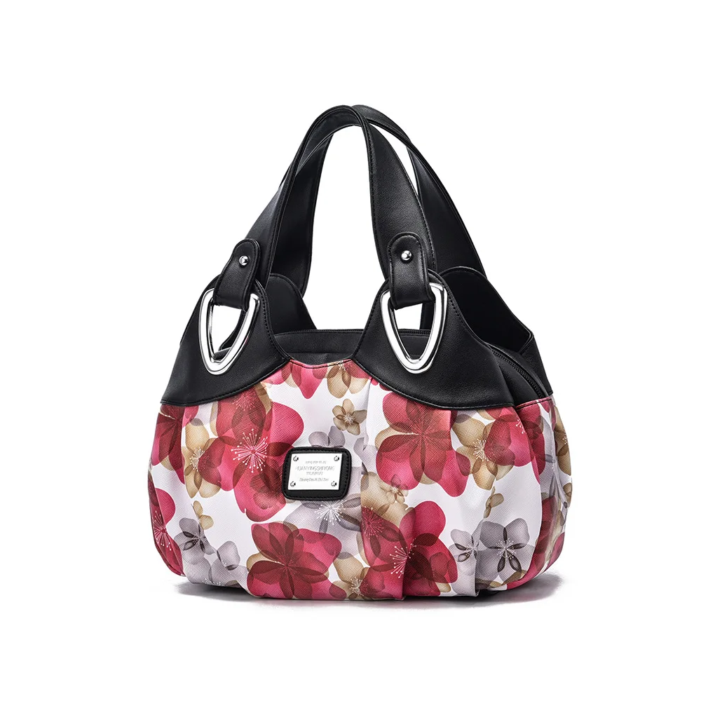 PU Leather Flower Pattern Handbag for Women - Multicolor - SS7