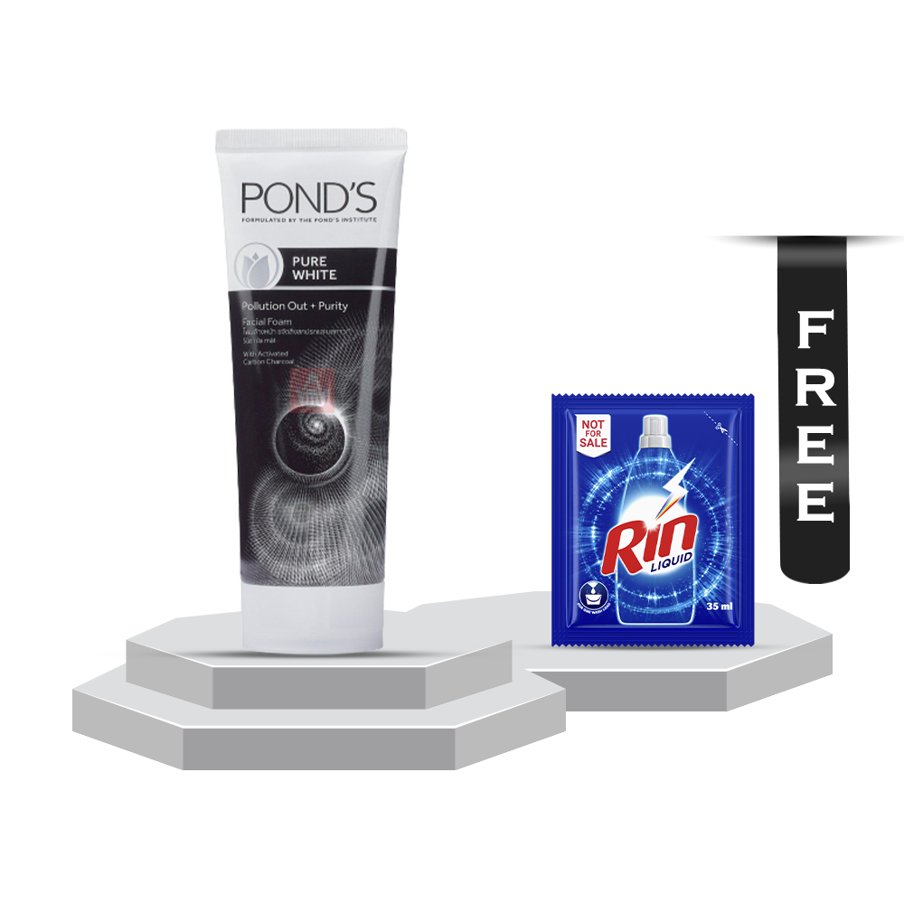 Ponds Pure White Facial Foam - 100gm With Rin Liquid - 35ml Free
