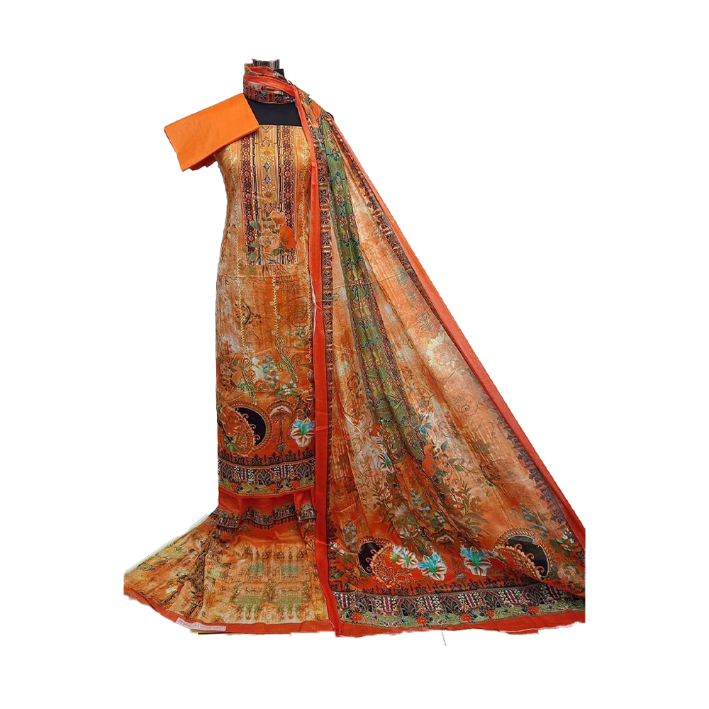 Cotton Three Piece for Women - Multicolor - MALHAR-21C