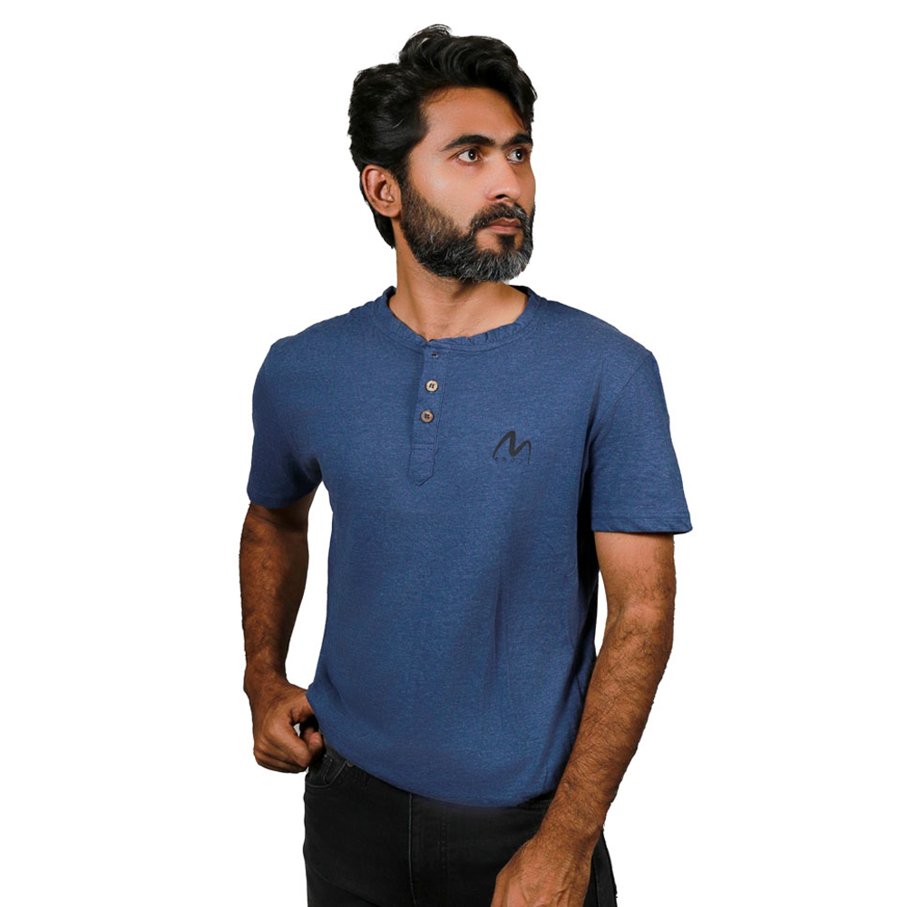 Cotton Half Sleeve T-Shirt For Men - Blue