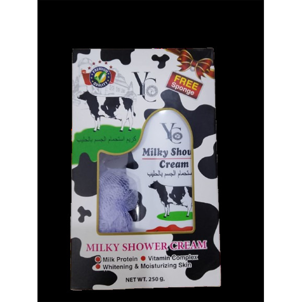 YC Milky Shower Cream With Sponge - 250gm - NH&B007