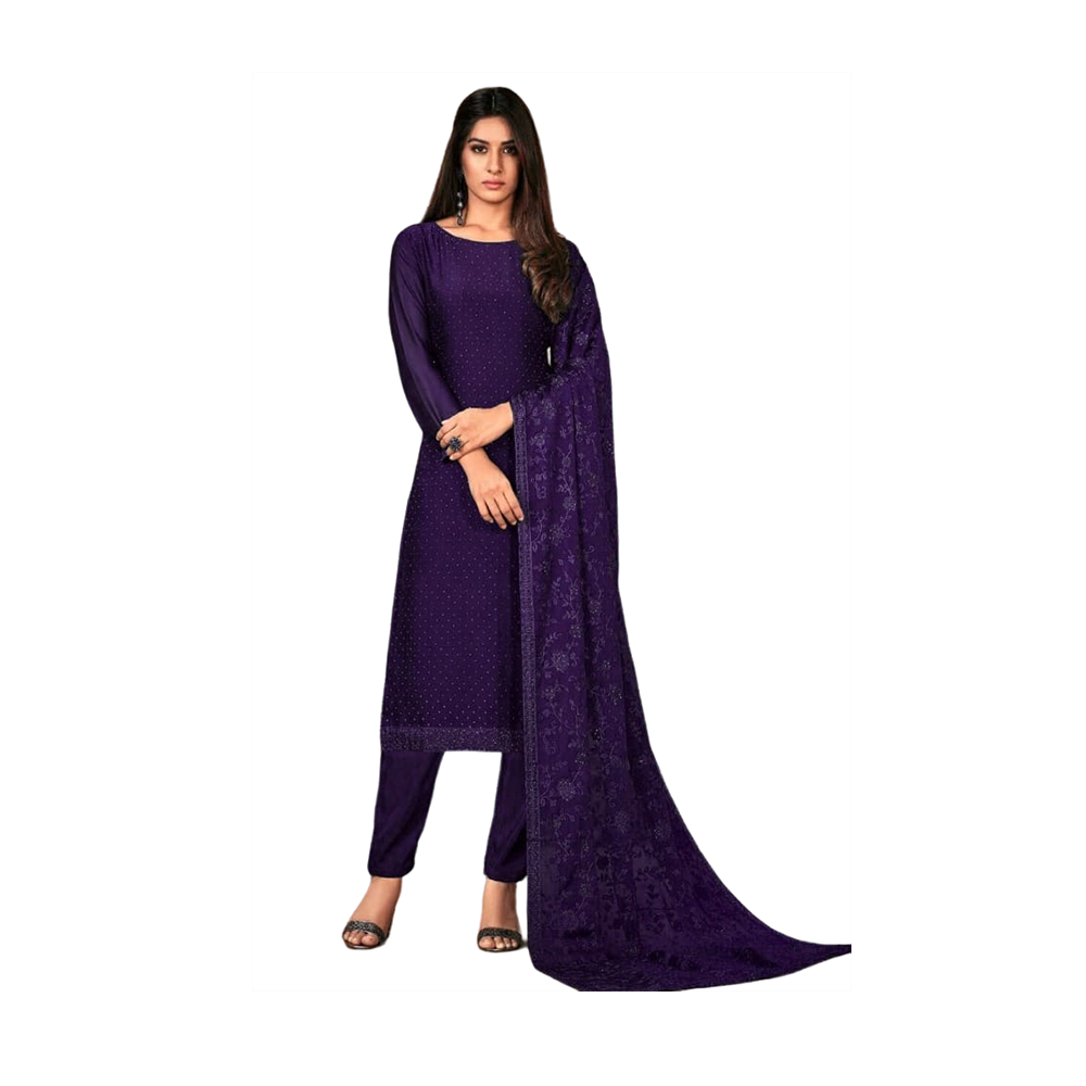 Pakistani Designed Gorgeous Party Wear - SK -317C - Navy Blue