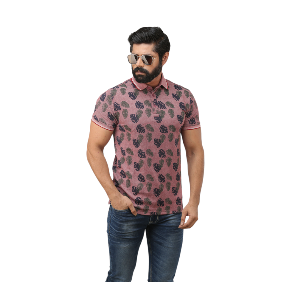 Cotton Half Sleeve Polo T-Shirt For Men - Multicolor - p1008