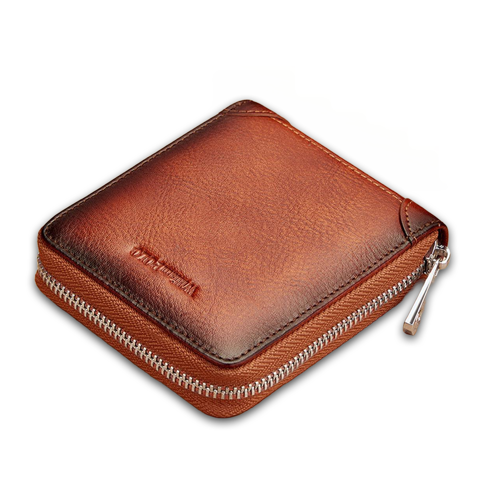 WILLIAMPOLO Leather Wallet for Men - Brown