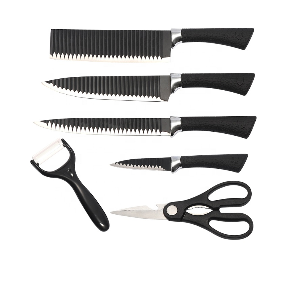 Zepter 6pcs cheap with ceramic peeler stainless steel Kitchen Knives - Black