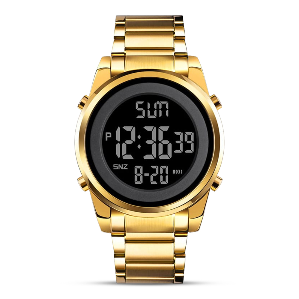 SKMEI 1611 Stainless Steel Digital Wrist Watch For Men - Golden