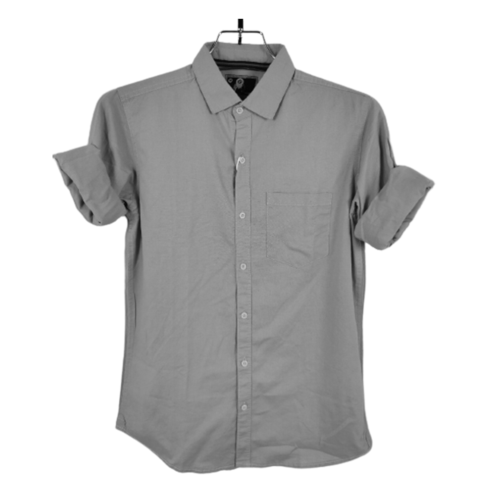 Oxford Cotton Full Sleeve Shirt For Men - Gray - OP58