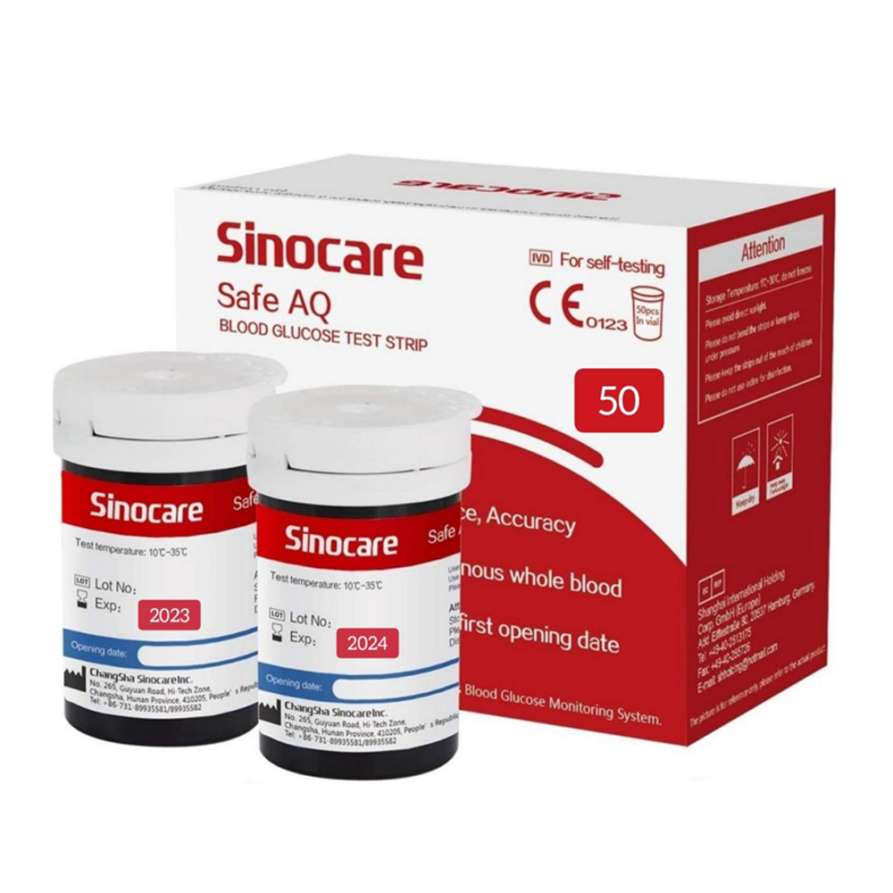 Sinocare Safe AQ Smart Smart Glucometer Blood Glucose - Suger Test Strip - 50 Pcs