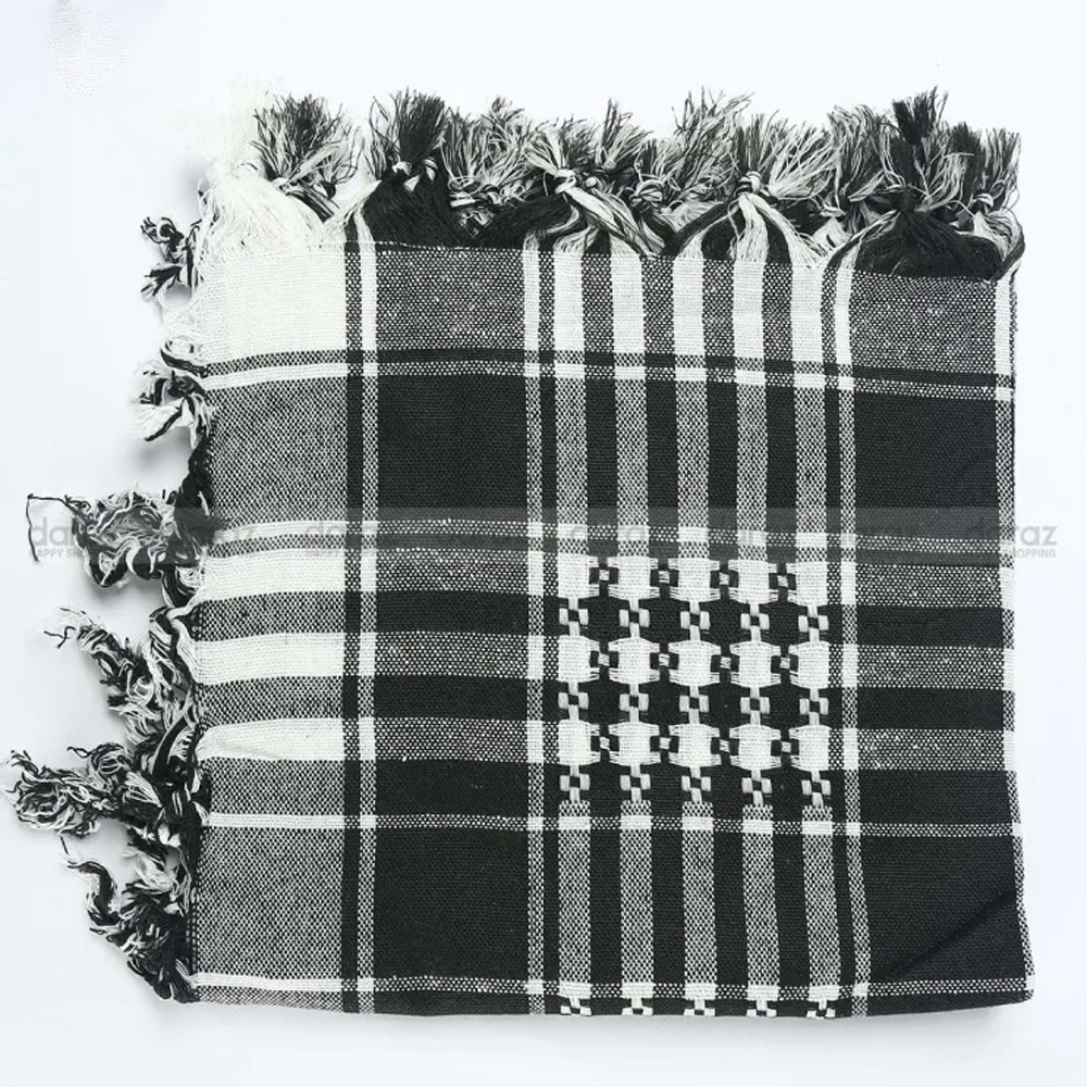 Cotton Hazi Head Scarf For Men - Black and White