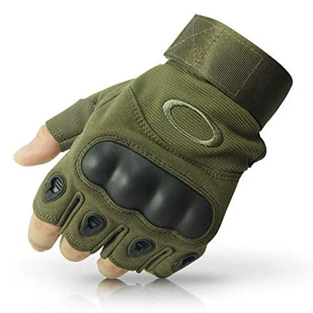 Half Finger Hand Gloves For Biker - Khaki