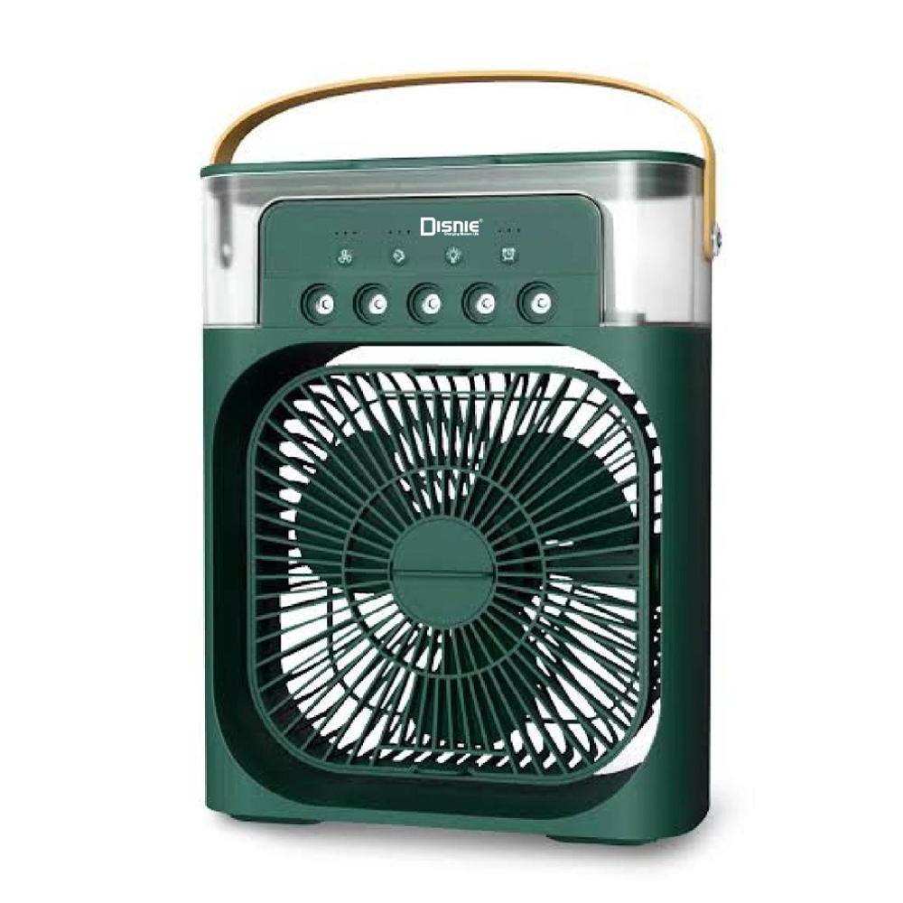 Disnie Rechargeable Portable Mini Air Cooler Fan With Water Mist and LED Light - Multicolor