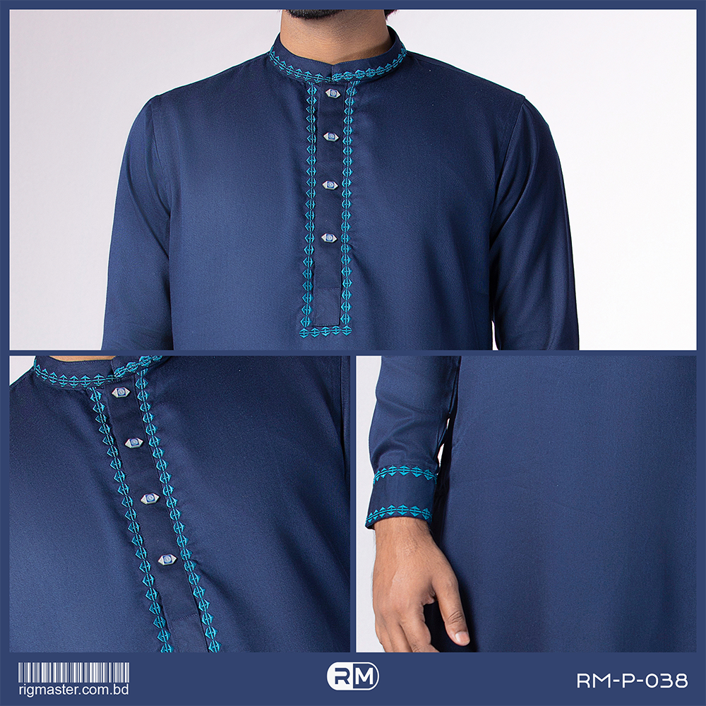 Rig Master Soft Cotton Panjabi For Men - Navy Blue - RM - P - 038