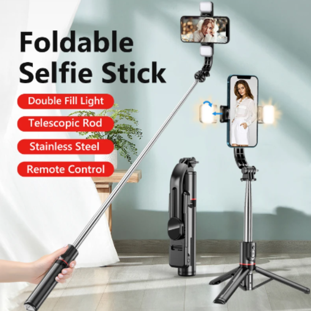 L13D Android IOS Cell Phone Remote Shutter Selfie Stick - Black