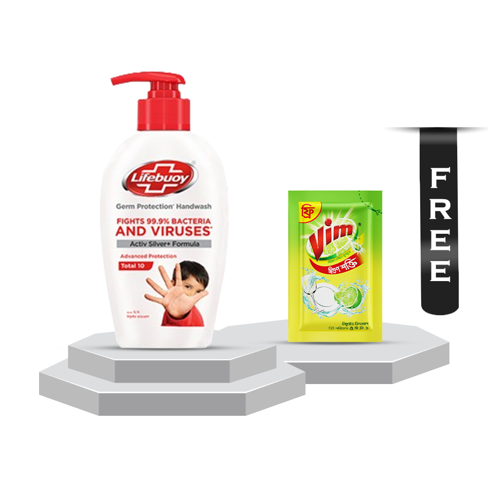 Lifebuoy Handwash Pump - 200ml With Vim Liquid Dish Washer - 5ml Free