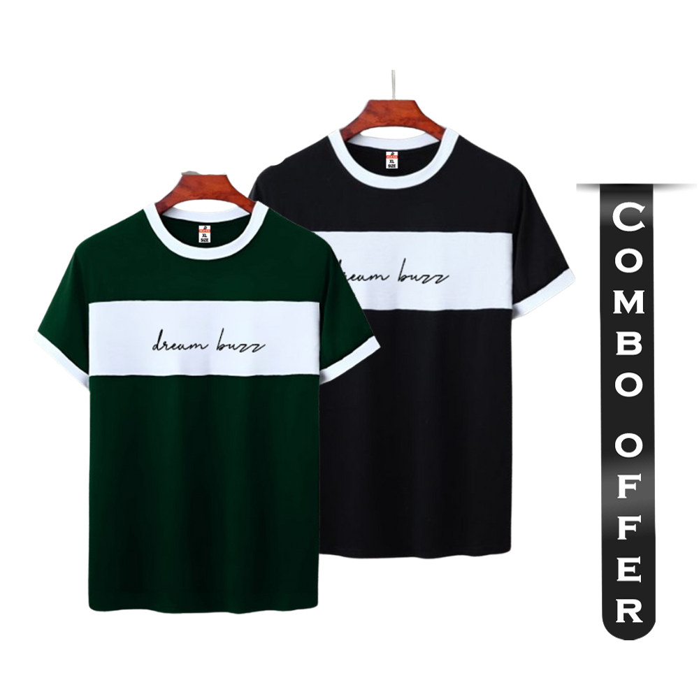 Combo Of Cotton Half Sleeve T-Shirt For Men - Green and Black - 1114