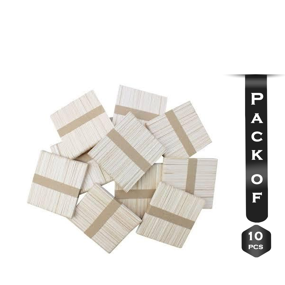 Pack Of 10 Natural Wooden Medium Pop Sticks - SA000CRFT092