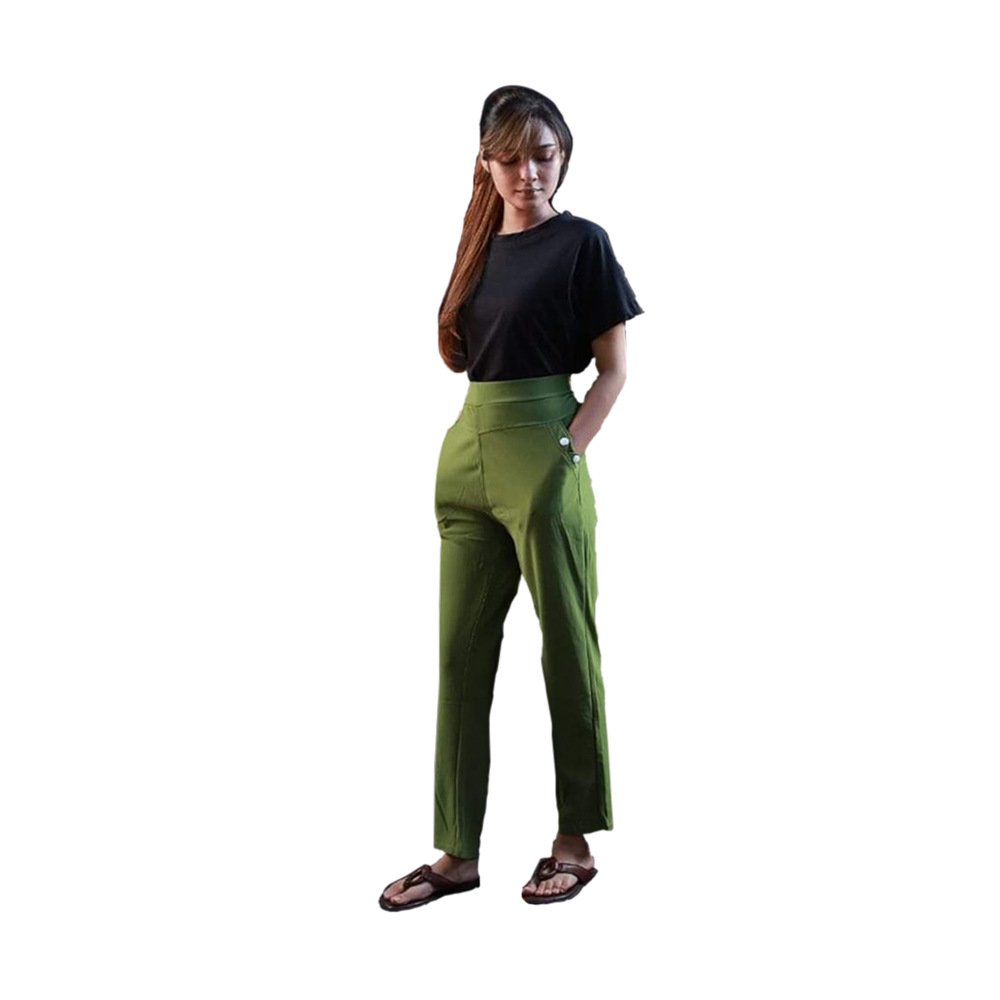 Casual Full Pant for Women - PGWP005 - Pea Green