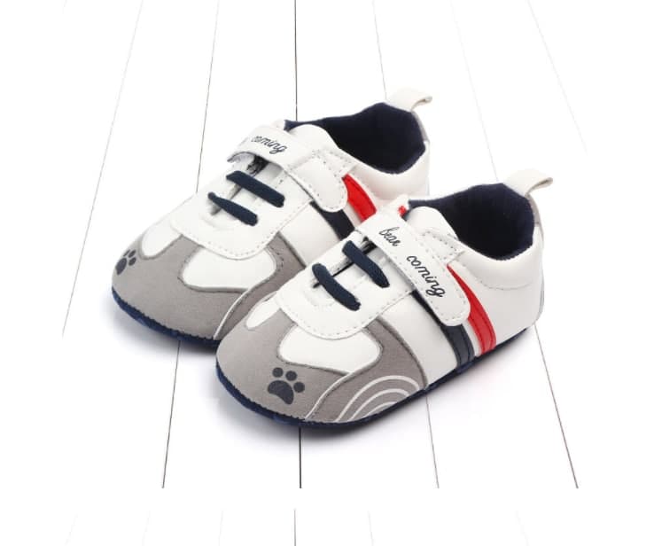 Armandy Artificial PU Leather Baby Shoe - White and Ash