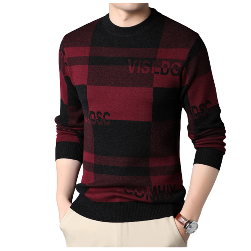 Viscose Cotton Winter Sweater for Men - Black and Maroon - S-16