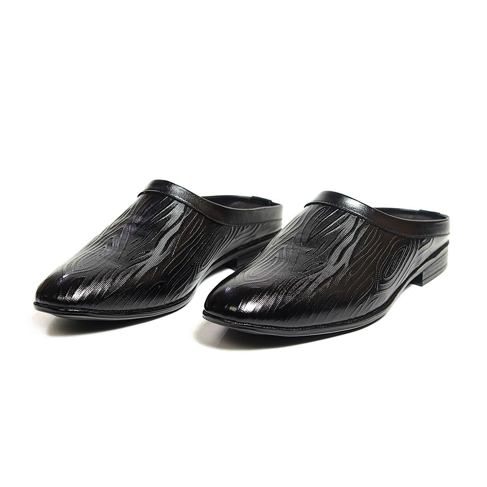 Zays Leather Half Shoe For Men - Black - SF90