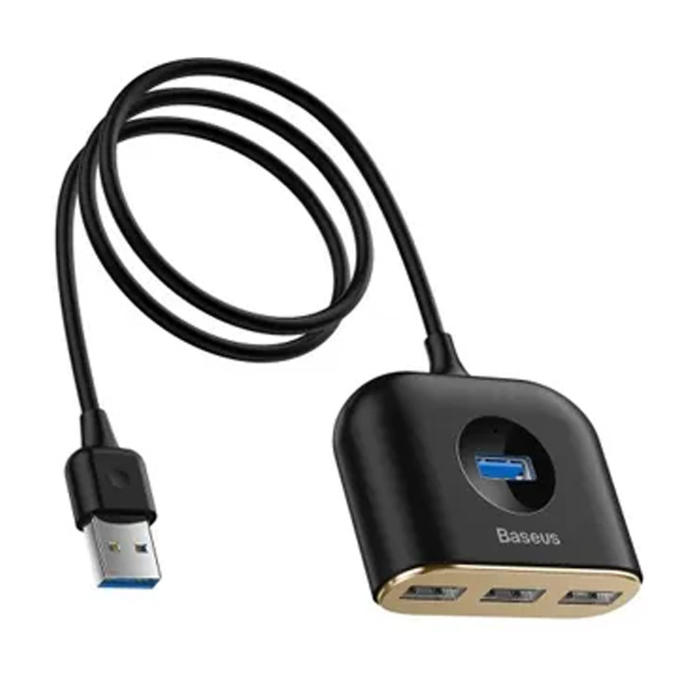 Baseus Cahub-Ay01 Square Round 4 In 1 Usb Hub Adapter - Black