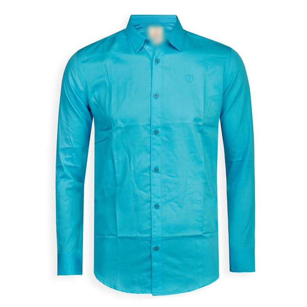 Cotton Full Sleeve Formal Shirt for Men - Aqua Blue - S-14