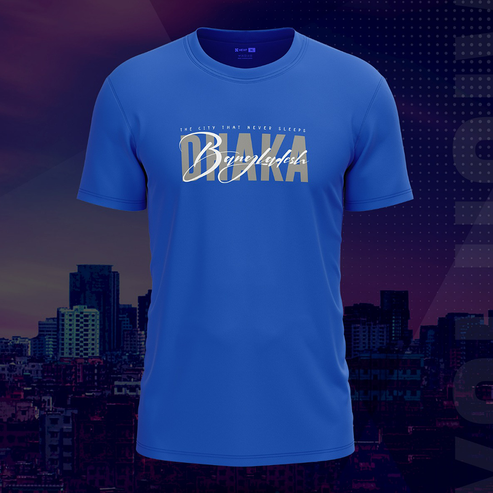 Cotton Short Sleeve T-Shirt for Men - Blue - NEX-DHA-04