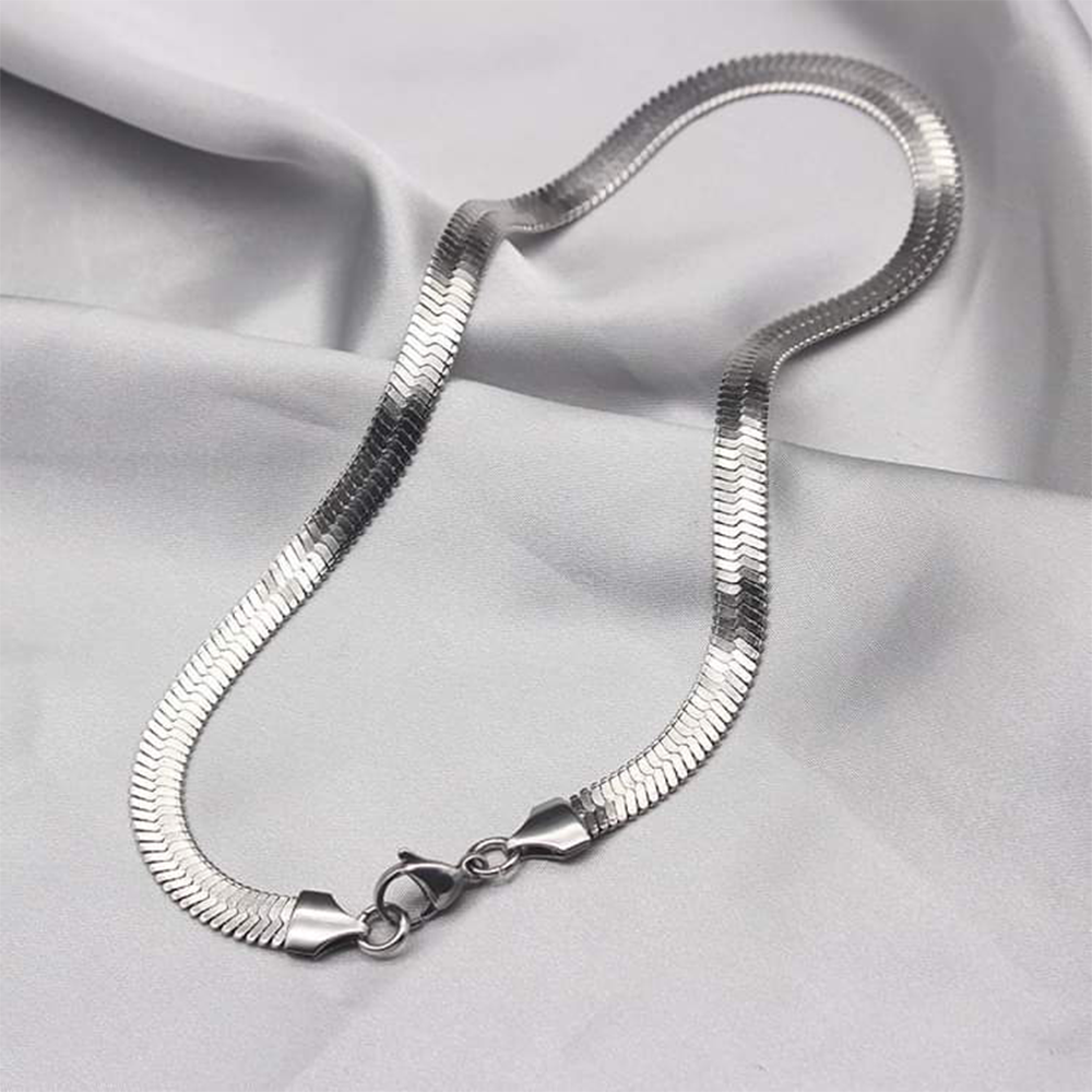 Stainless Steel Stylish Snake Chain For Men - Silver