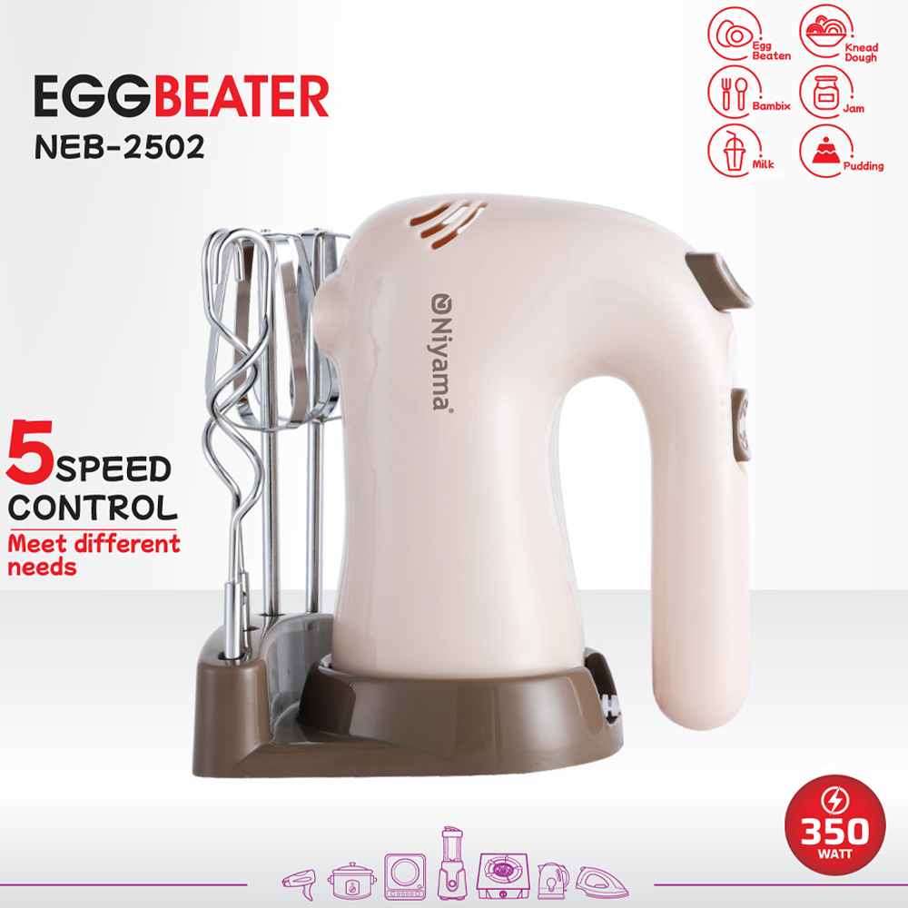 Niyama NEB-2502 Electric Egg Beater and Mixer - Off White