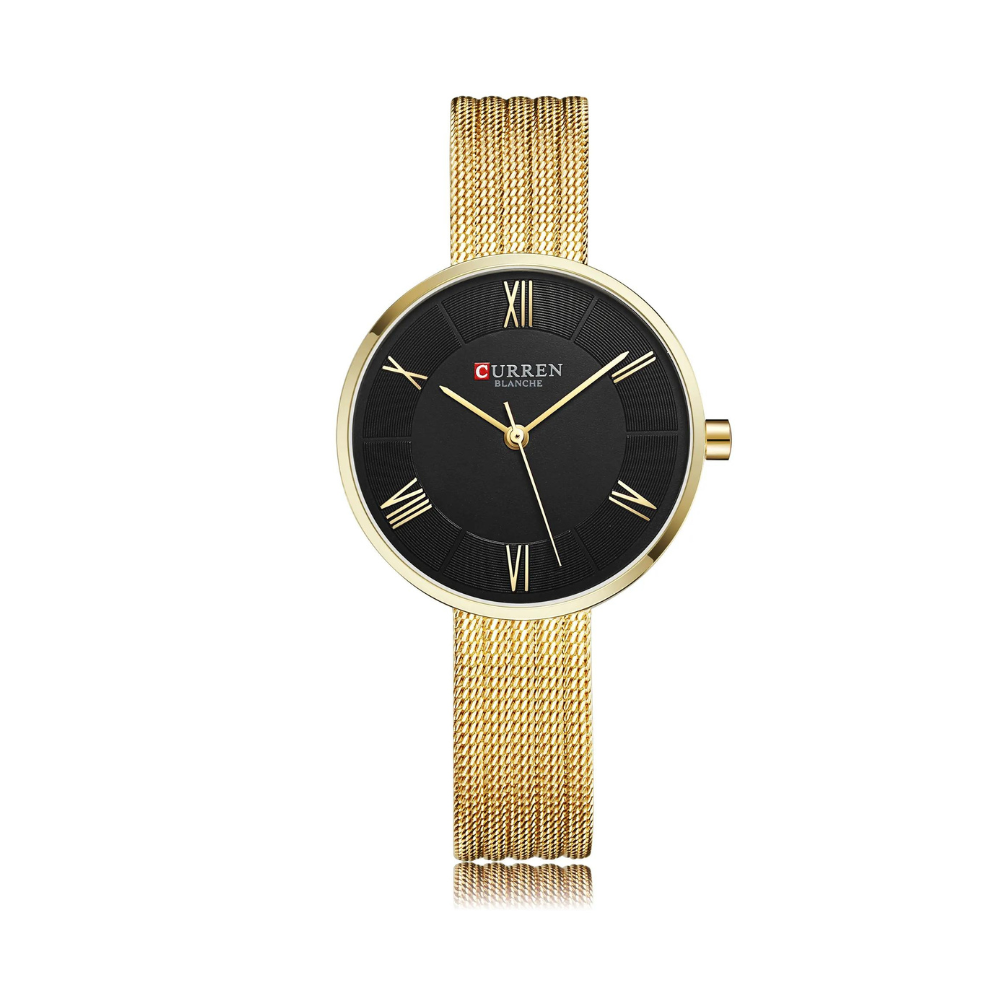 Curren 9020 Analog Watch For Women - Golden Black