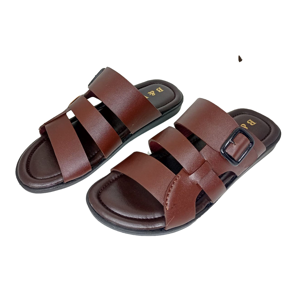 B&W Leather Sandal For Men - Chocolate - BW10564