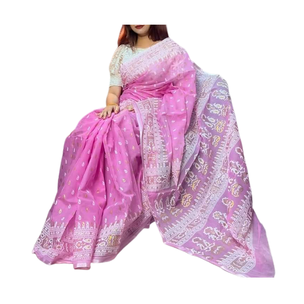 Half Silk Screen Print Saree For Woman - Multicolor