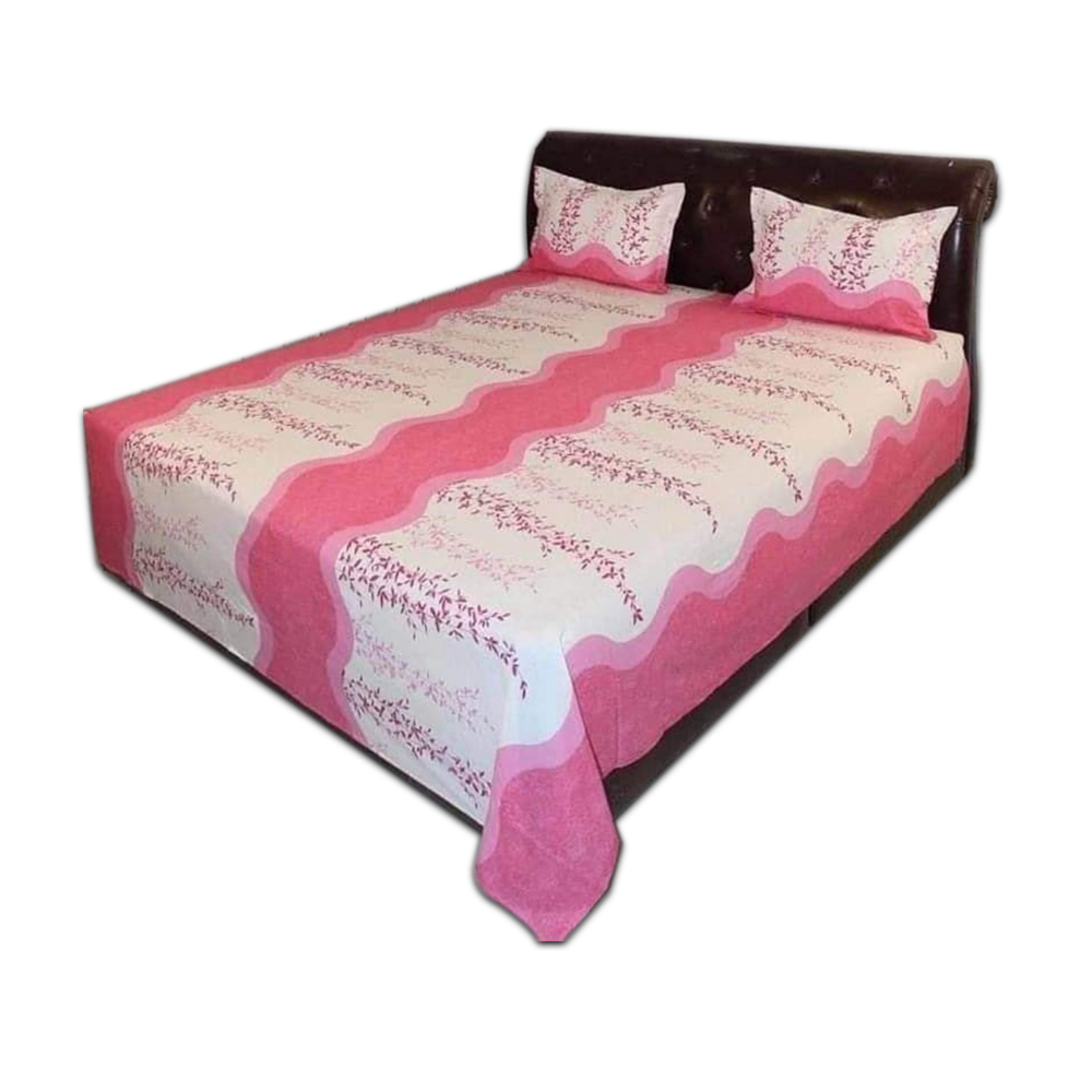 Cotton Bedsheet King Size Pink and White NT86
