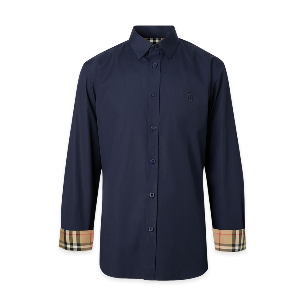 Cotton Stretch Solid Full Sleeve Shirt For Men - NBURM0S006 - Dark Navy Blue