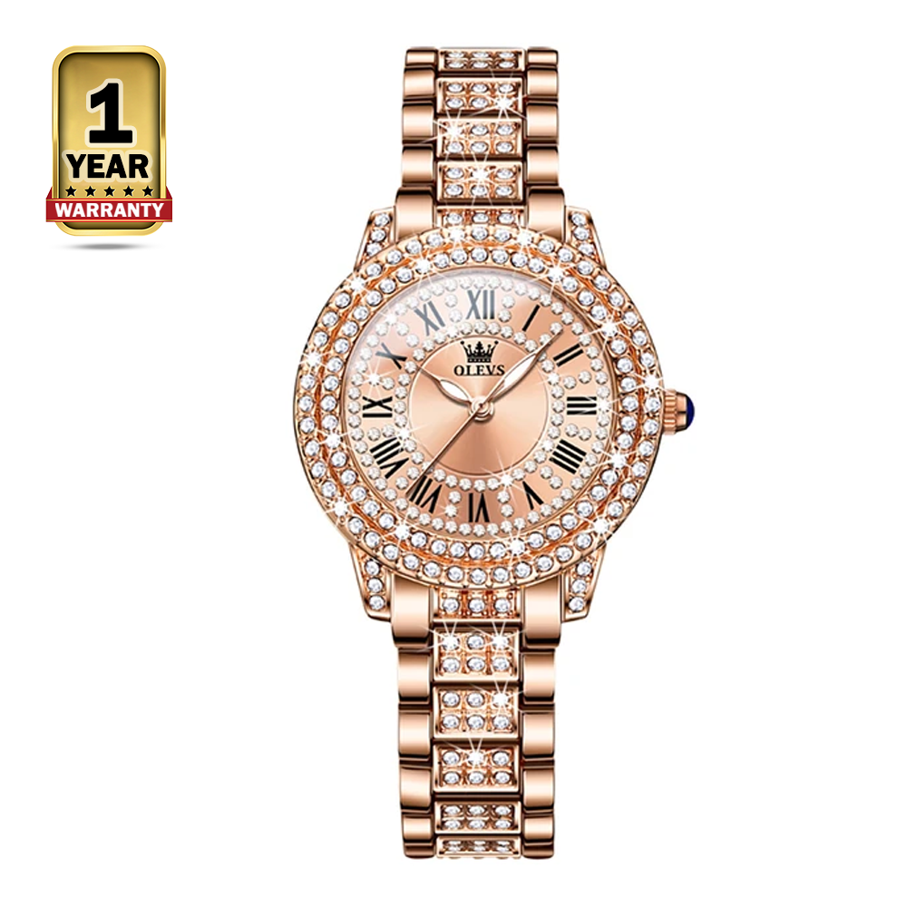 Olevs 9943 Stainless Steel Analog Wrist Watch For Women - Rose Gold