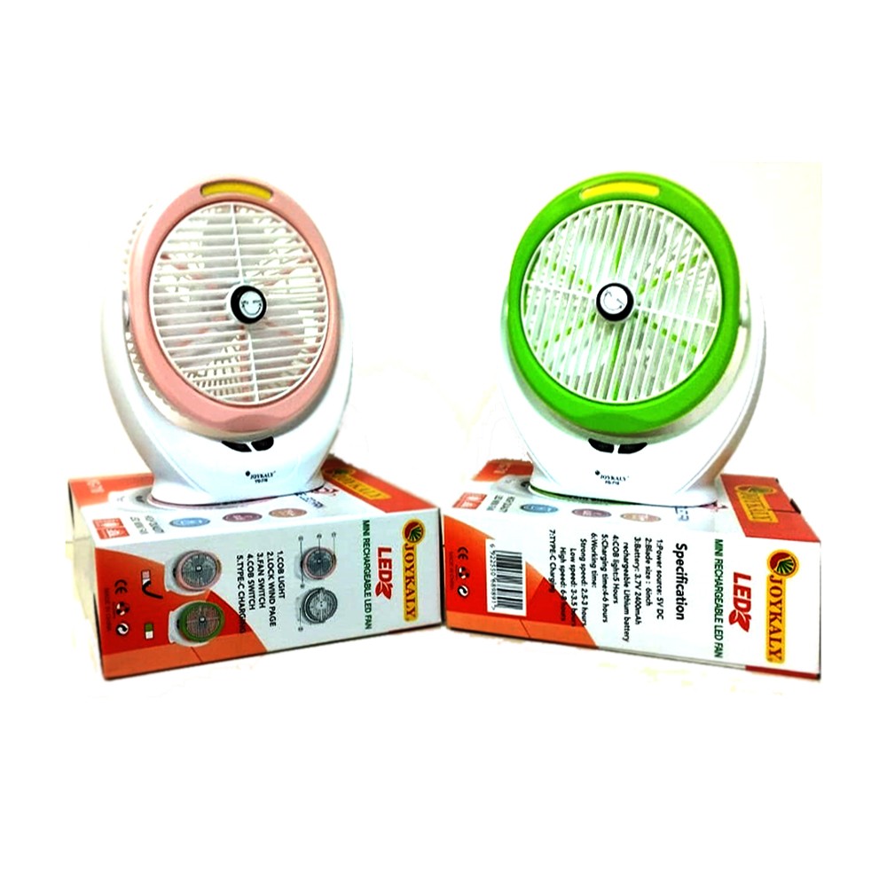 JOYKALY  Portable Rechargeable LED Light  Electronic Fan 