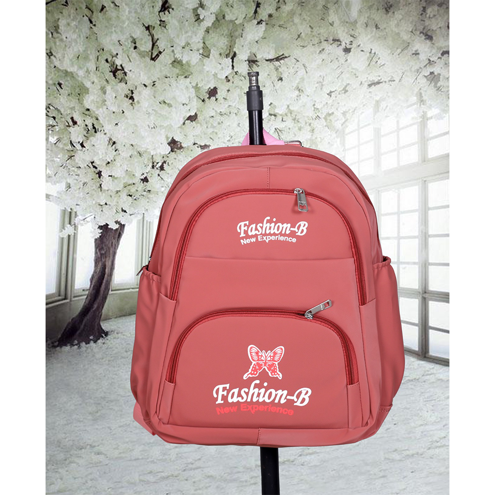 Nylon Waterproof School Bag For Kids - Red Pink - RL-41