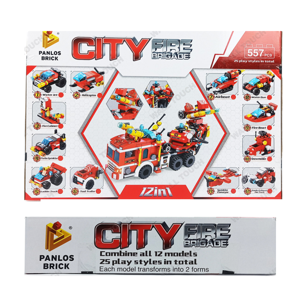 Brain Development City Fire Brigade 12 In 1 Lego Building Blocks - 557 Pcs - 166760847