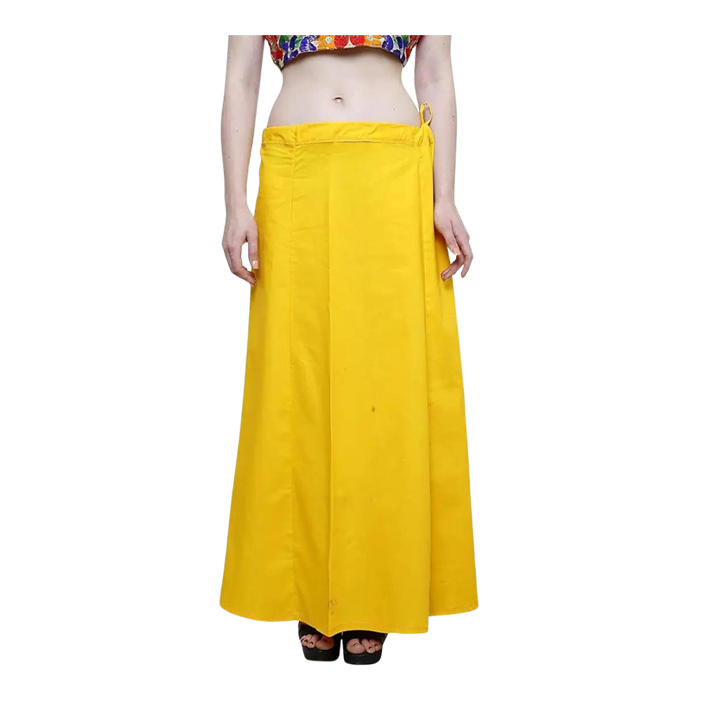 Cotton Saree Petticoat for Women - Yellow - XL