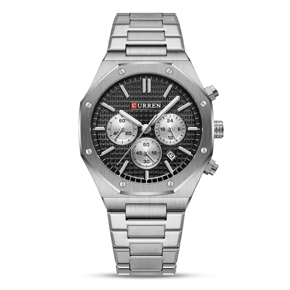 CURREN 8440 Stainless Steel Wrist Watch For Men - Silver and Black