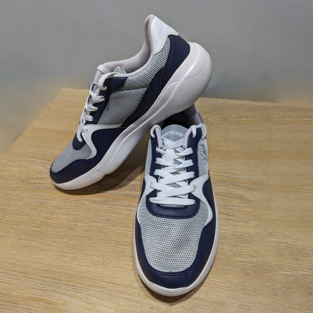 RedTape PU Leather Casual Sneakers For Men - Ash and Navy Blue