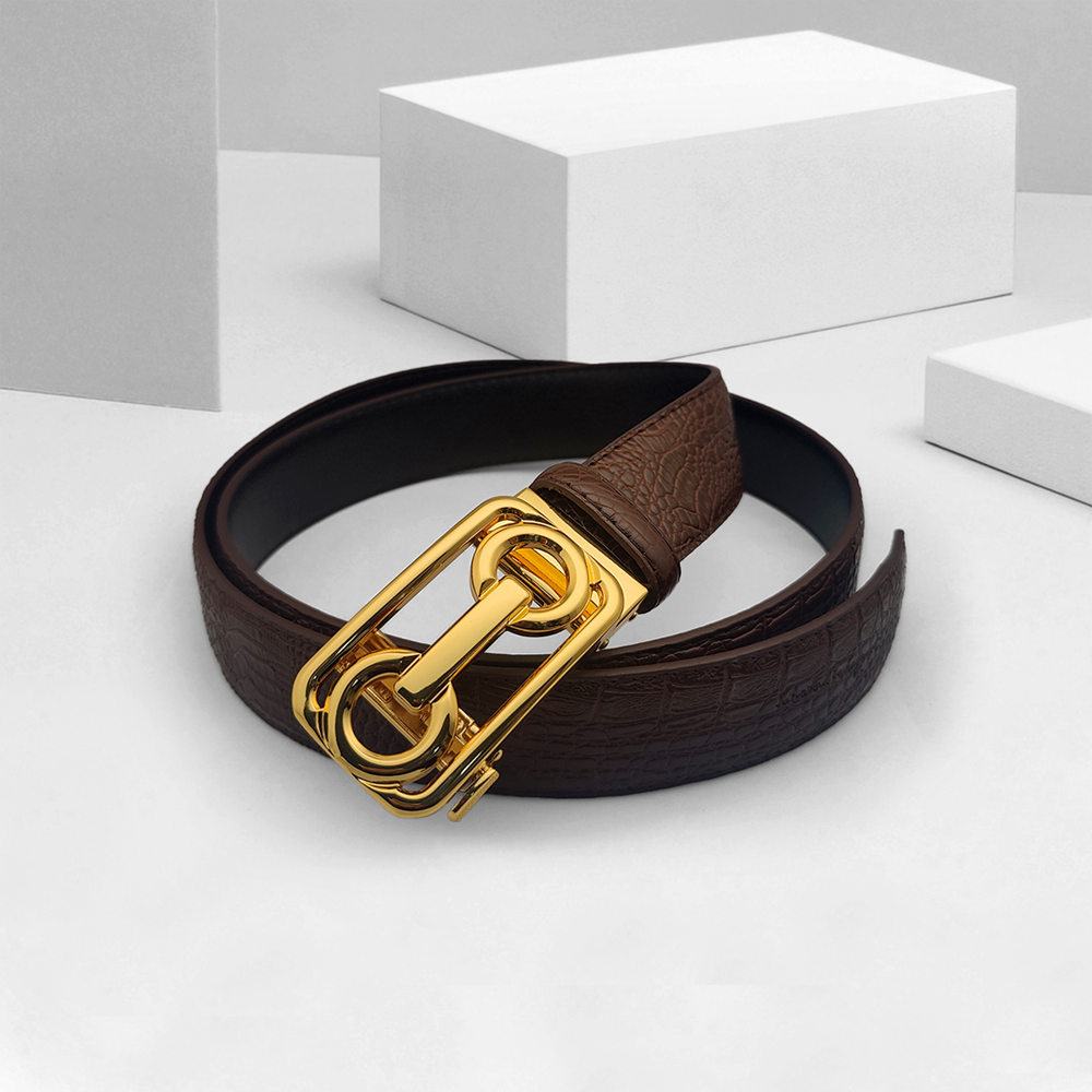 Leather And Metal Belt for Men - Black