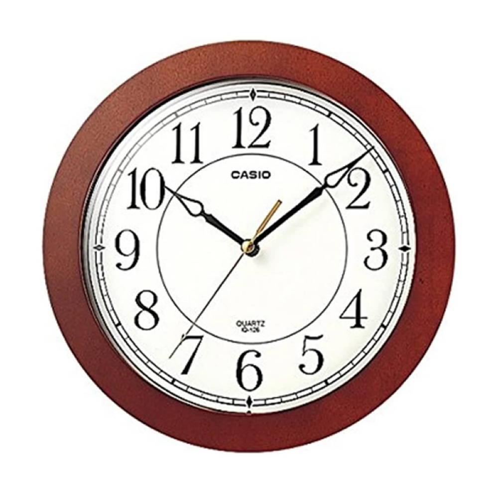 Casio IQ-133-5DF Wood Frame Wall Clock - Maroon