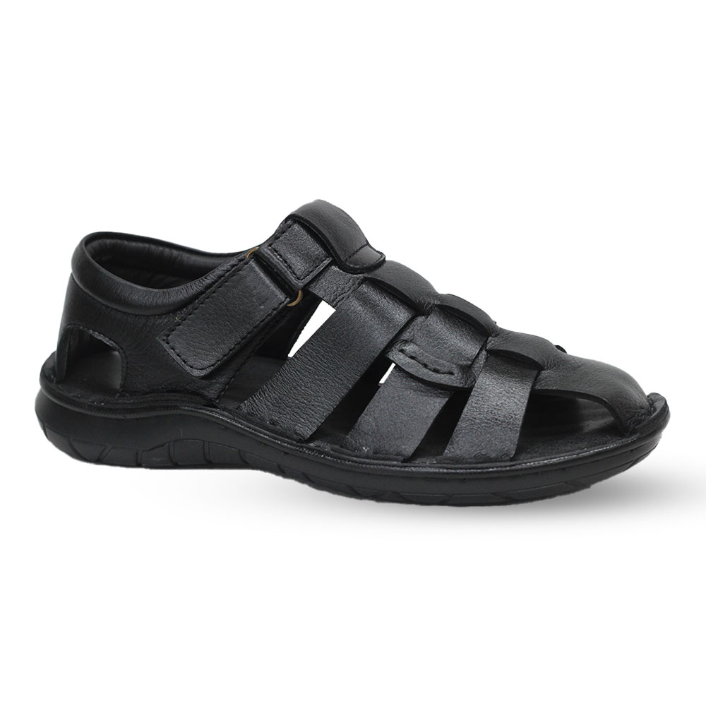 Leather Sandal For Men - Black - MS310