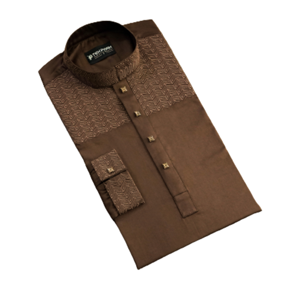 Cotton Panjabi For Men - Coffee  - TP-13