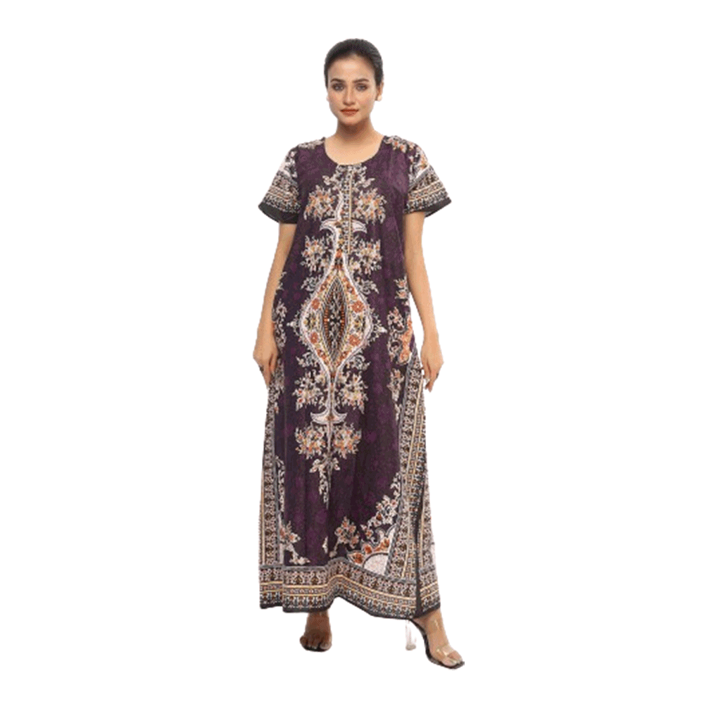 Cotton Short Sleeve Maxi For Women - Multicolor