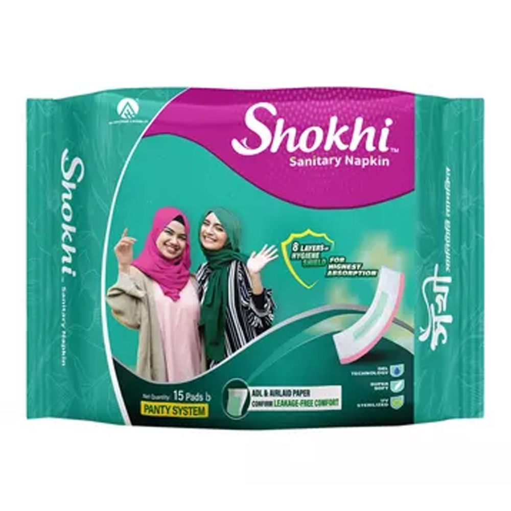 Shokhi Sanitary Napkin Panty Pad - 15Pcs 