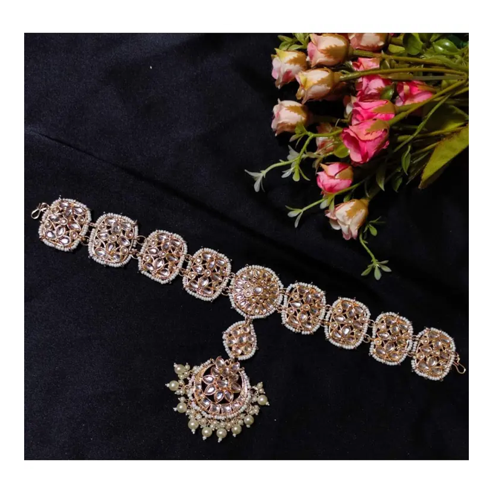 Pearl Floral Sheesh Phool Shithipati Tikli Head Jewellery For Women