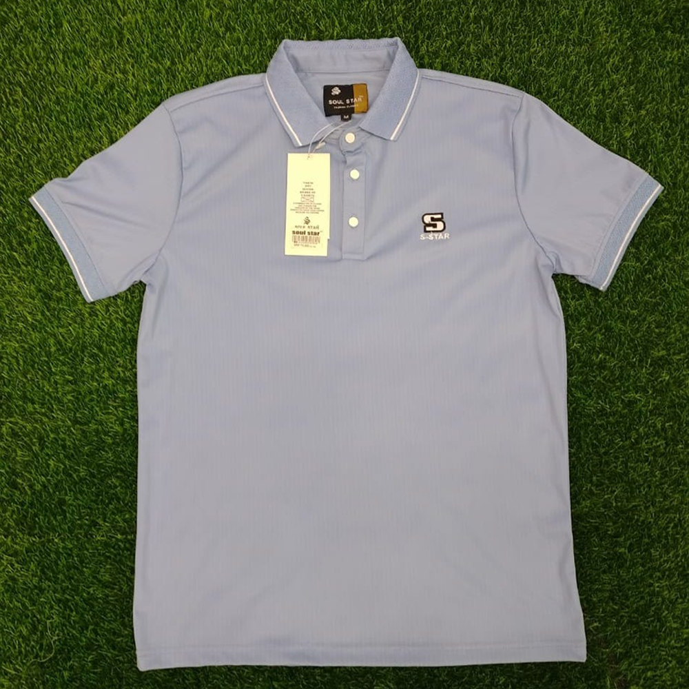 Cotton Polo T-Shirt For Men - Sky Blue